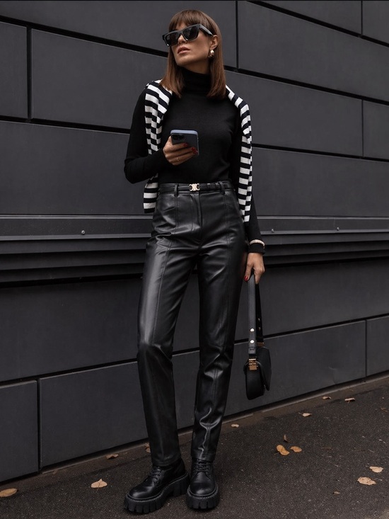 Wilfred Pants - Aritzia Wilfred Rebel Vegan Leather Pants Black High Rise Straight Leg Size 0